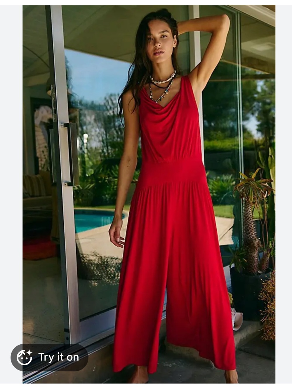 Free People Red Royale One Piece Jumpsuit